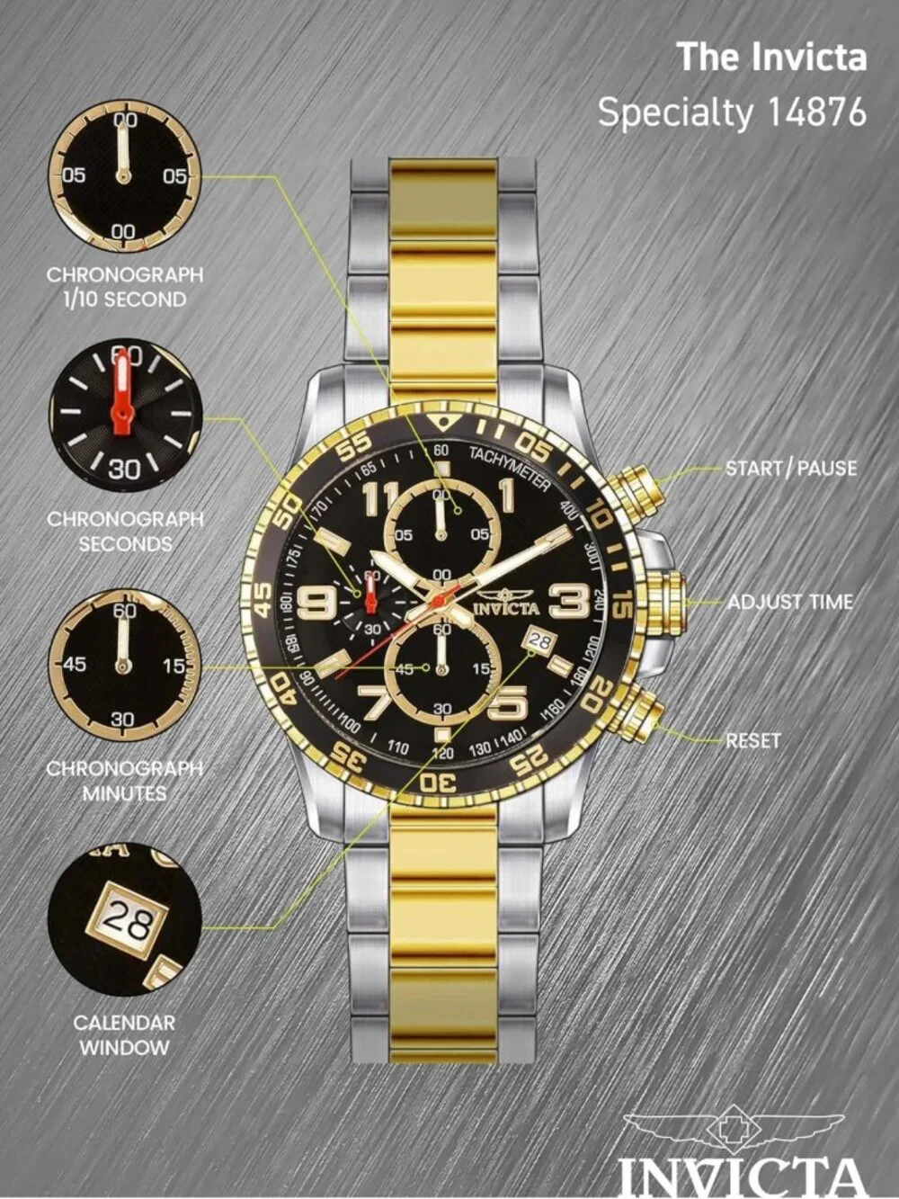 Men's Chronograph Watch with Textured Dial & Stainless Steel Band - Stylish
